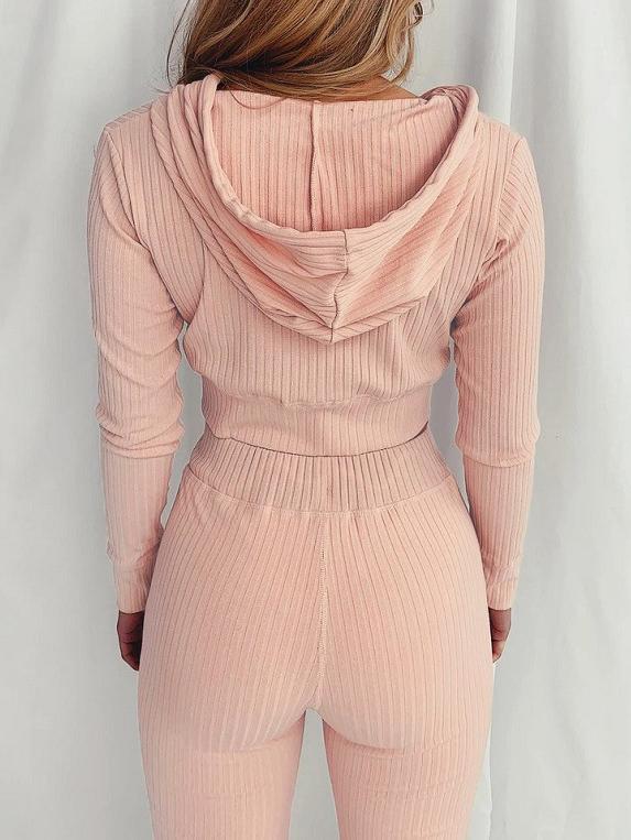 Hooded Long Sleeve Casual Sports Suit - Sets - INS | Online Fashion Free Shipping Clothing, Dresses, Tops, Shoes - 20-30 - 30/06/2021 - Bottoms