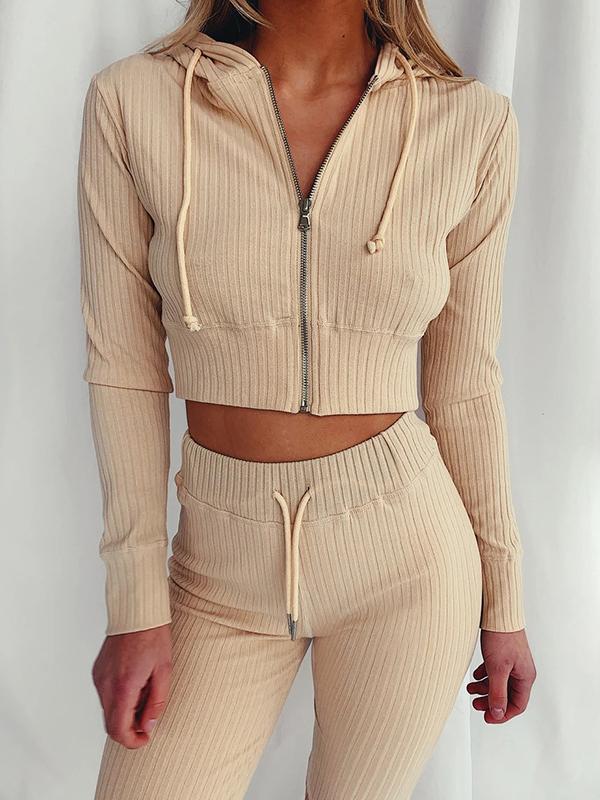 Hooded Long Sleeve Casual Sports Suit - Sets - INS | Online Fashion Free Shipping Clothing, Dresses, Tops, Shoes - 20-30 - 30/06/2021 - Bottoms