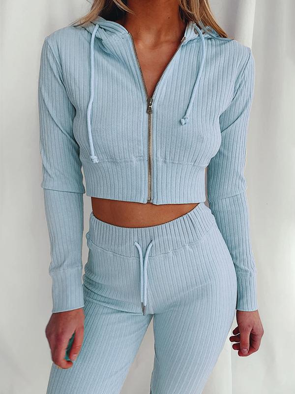 Hooded Long Sleeve Casual Sports Suit - Sets - INS | Online Fashion Free Shipping Clothing, Dresses, Tops, Shoes - 20-30 - 30/06/2021 - Bottoms