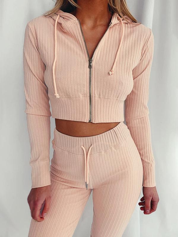 Hooded Long Sleeve Casual Sports Suit - Sets - INS | Online Fashion Free Shipping Clothing, Dresses, Tops, Shoes - 20-30 - 30/06/2021 - Bottoms