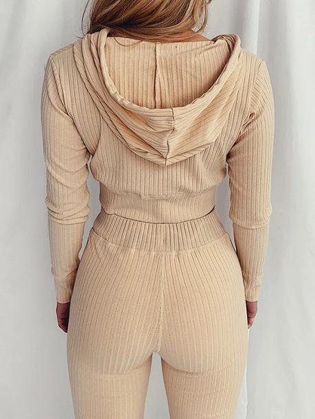 Hooded Long Sleeve Casual Sports Suit - Sets - INS | Online Fashion Free Shipping Clothing, Dresses, Tops, Shoes - 20-30 - 30/06/2021 - Bottoms