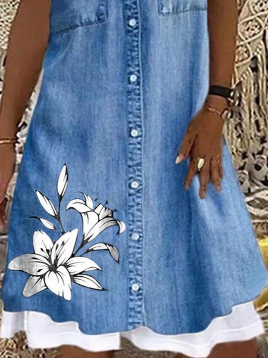 Imitation Denim Sleeveless Round Neck Mini Dress - Mini Dresses - INS | Online Fashion Free Shipping Clothing, Dresses, Tops, Shoes - 05/06/2021 - Color_Blue - DRE2106050068