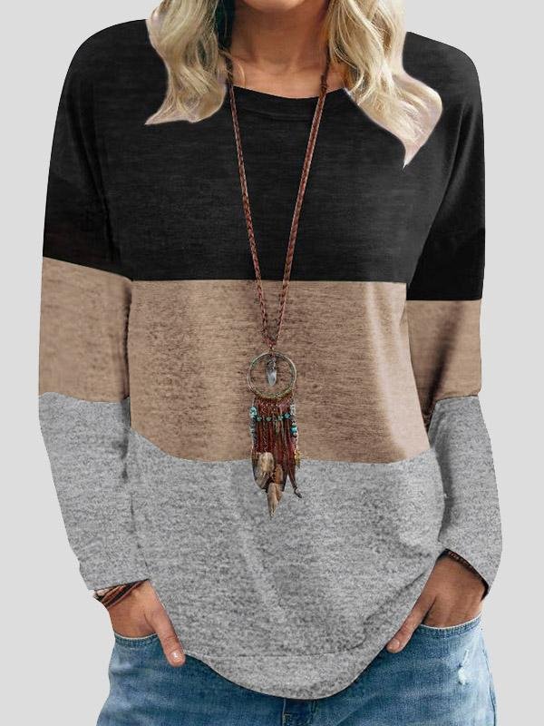 INS Women's Casual Round Neck Long Sleeve Three-Color T-Shirt - T-Shirts - INS | Online Fashion Free Shipping Clothing, Dresses, Tops, Shoes - 04/08/2021 - 20-30 - Category_T-Shirts