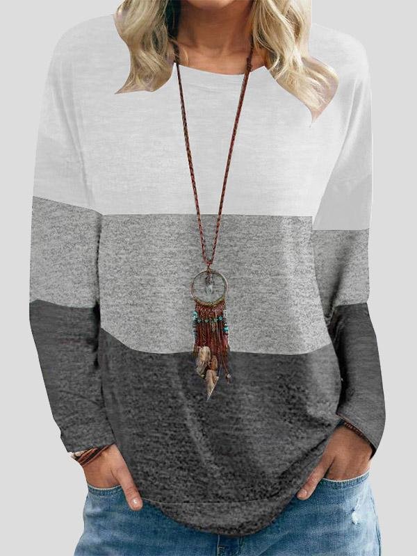 INS Women's Casual Round Neck Long Sleeve Three-Color T-Shirt - T-Shirts - INS | Online Fashion Free Shipping Clothing, Dresses, Tops, Shoes - 04/08/2021 - 20-30 - Category_T-Shirts