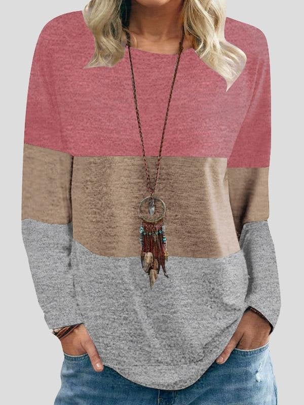 INS Women's Casual Round Neck Long Sleeve Three-Color T-Shirt - T-Shirts - INS | Online Fashion Free Shipping Clothing, Dresses, Tops, Shoes - 04/08/2021 - 20-30 - Category_T-Shirts