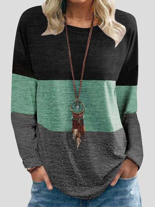 INS Women's Casual Round Neck Long Sleeve Three-Color T-Shirt - T-Shirts - INS | Online Fashion Free Shipping Clothing, Dresses, Tops, Shoes - 04/08/2021 - 20-30 - Category_T-Shirts