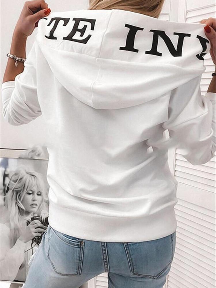INS Women's Loose Letter Print V-Neck Long Sleeve Hoodies - Hoodies - INS | Online Fashion Free Shipping Clothing, Dresses, Tops, Shoes - 06/08/2021 - 20-30 - Category_Hoodies