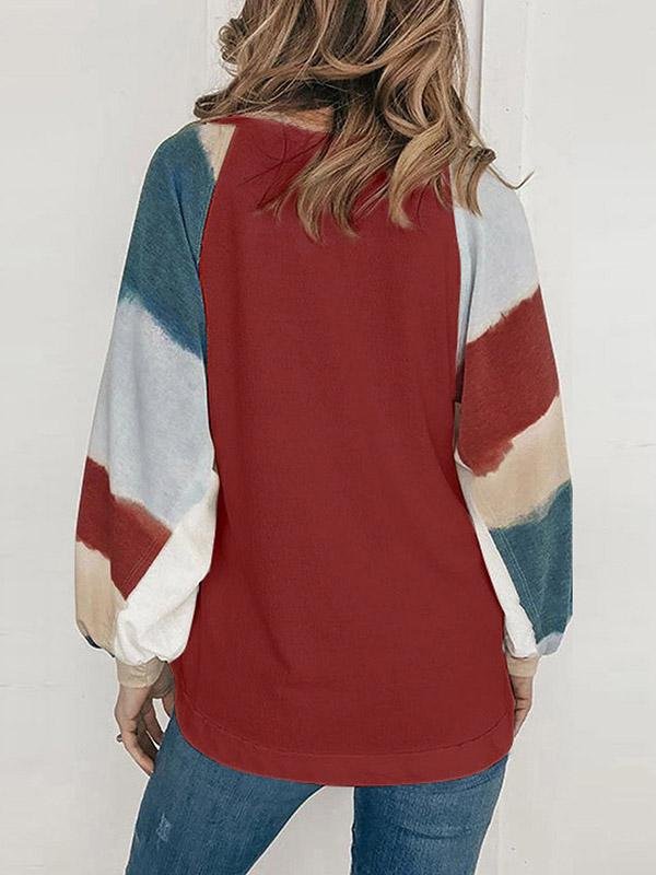 INS Women's Round Neck Watercolor Long Sleeve T-Shirts - T-Shirts - INS | Online Fashion Free Shipping Clothing, Dresses, Tops, Shoes - 20-30 - Category_T-Shirts - color-apricot