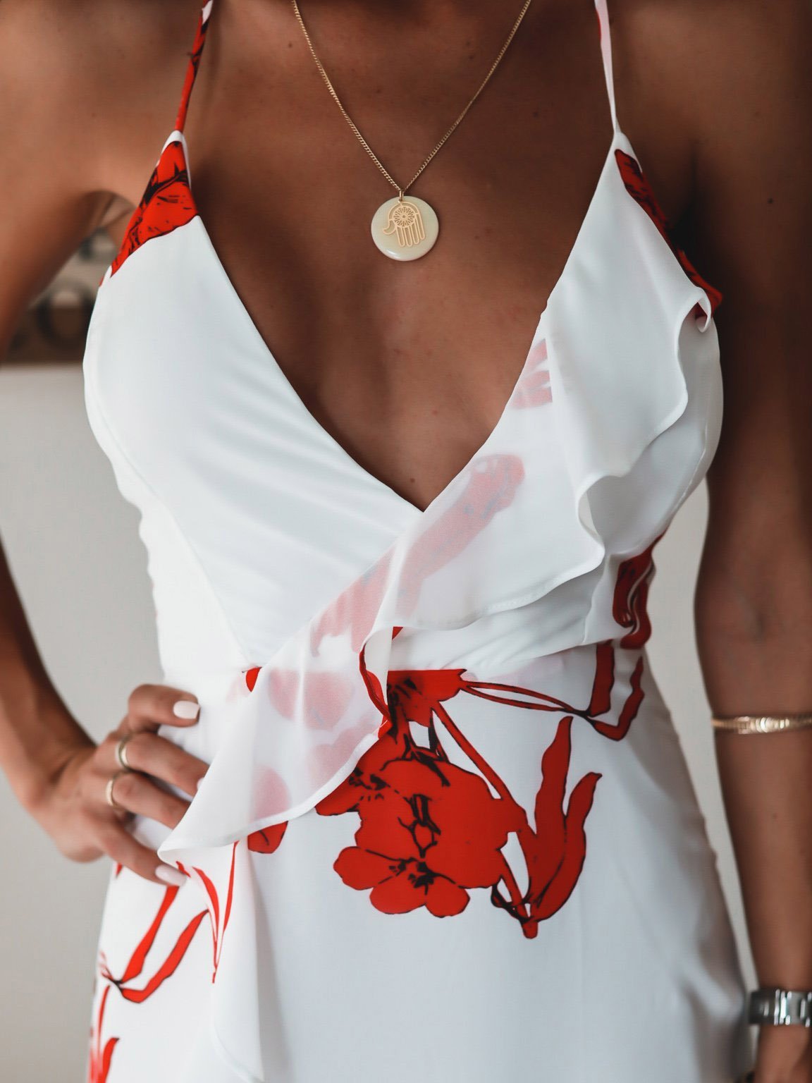 INS Women's Strap Floral Print Split Ruffle Dress - Maxi Dresses - INS | Online Fashion Free Shipping Clothing, Dresses, Tops, Shoes - 02/08/2021 - 30-40 - Category_Maxi Dresses