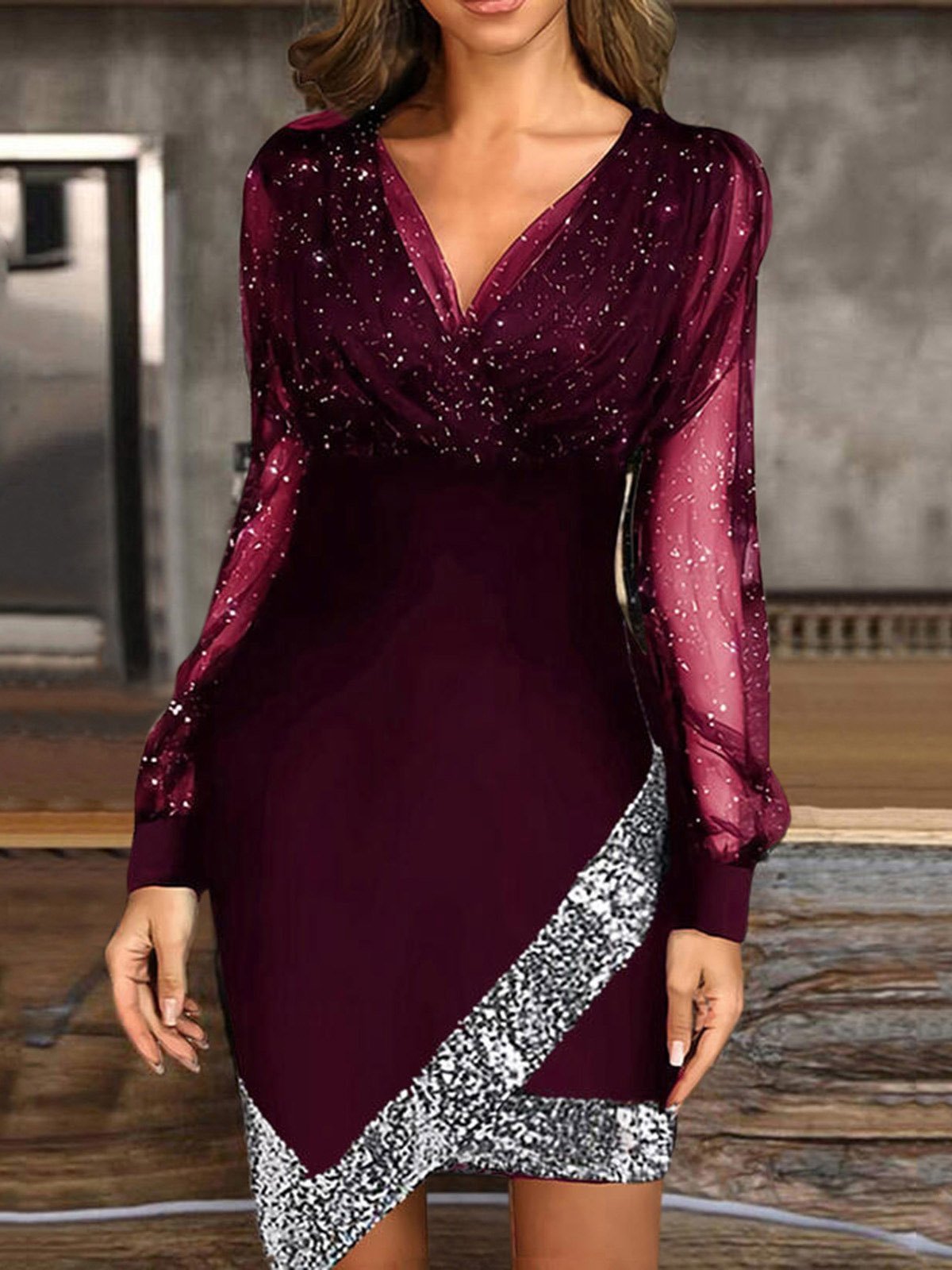 INS Women's Webbing V-Neck Long Sleeve Mini Dress - Mini Dresses - INS | Online Fashion Free Shipping Clothing, Dresses, Tops, Shoes - 04/08/2021 - 20-30 - Category_Mini Dresses