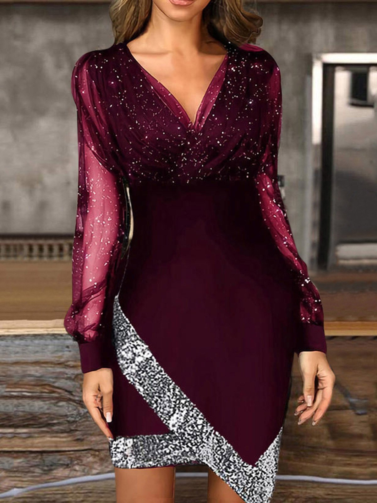 INS Women's Webbing V-Neck Long Sleeve Mini Dress - Mini Dresses - INS | Online Fashion Free Shipping Clothing, Dresses, Tops, Shoes - 04/08/2021 - 20-30 - Category_Mini Dresses