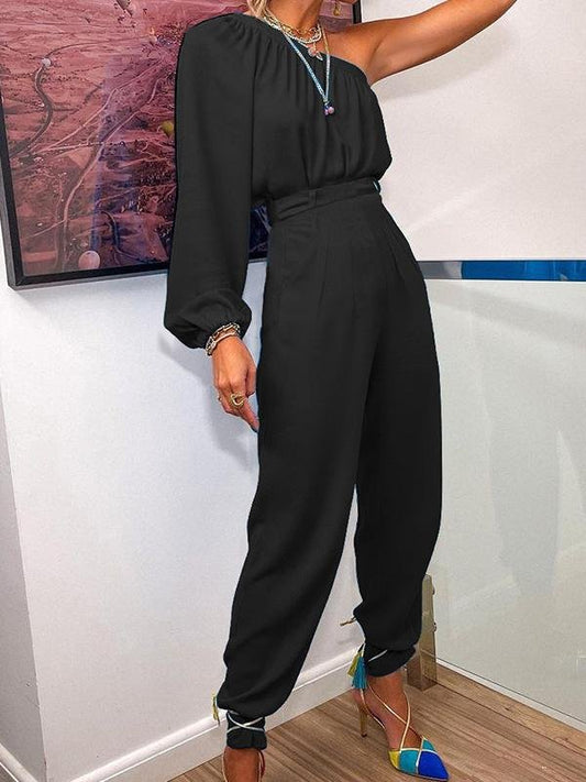 Irregular One-Shoulder Sleeve Top & Casual Pants Two-Piece Suit - Sets - INS | Online Fashion Free Shipping Clothing, Dresses, Tops, Shoes - 30-40 - 30/06/2021 - Bottom