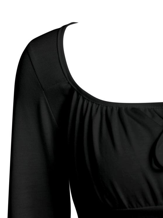 Keyhole Ruched Bust Crop T Shirt - T-shirts - INS | Online Fashion Free Shipping Clothing, Dresses, Tops, Shoes - 02/18/2021 - Black - Color_Black