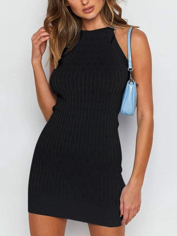 Knit Halter Suspender Dress - Mini Dresses - INS | Online Fashion Free Shipping Clothing, Dresses, Tops, Shoes - 10/06/2021 - Color_Black - Color_Blue