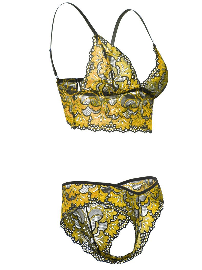 Lace Bra And Panties Two-piece Lingerie Set - Lingerie - INS | Online Fashion Free Shipping Clothing, Dresses, Tops, Shoes - 07/06/2021 - Color_Blue - Color_Yellow