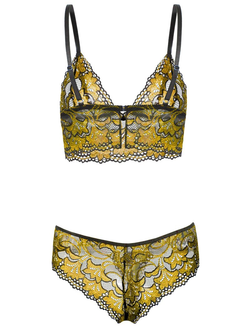 Lace Bra And Panties Two-piece Lingerie Set - Lingerie - INS | Online Fashion Free Shipping Clothing, Dresses, Tops, Shoes - 07/06/2021 - Color_Blue - Color_Yellow