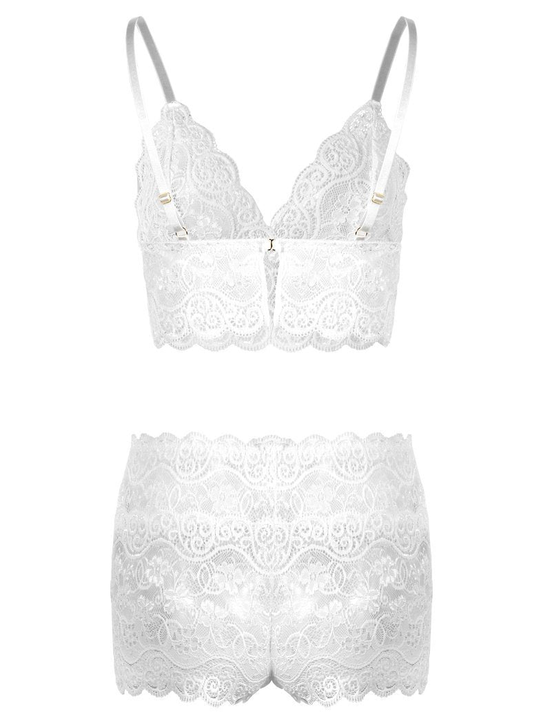 Lace Bra And Panties Two-piece Lingerie Set - Lingerie - INS | Online Fashion Free Shipping Clothing, Dresses, Tops, Shoes - 07/06/2021 - Color_White - LIN2106040018