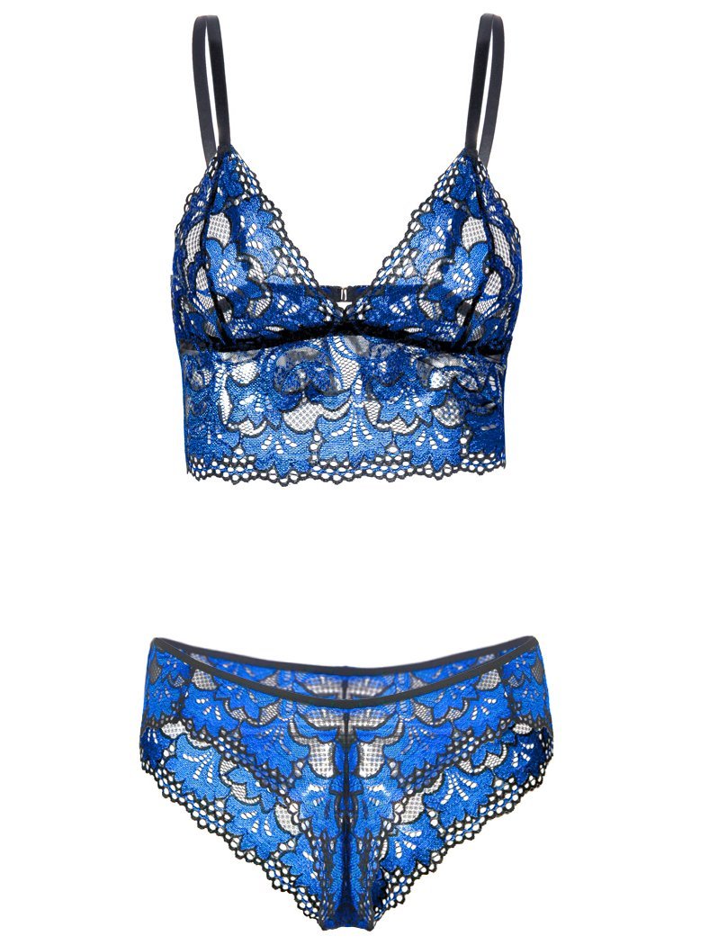 Lace Bra And Panties Two-piece Lingerie Set - Lingerie - INS | Online Fashion Free Shipping Clothing, Dresses, Tops, Shoes - 07/06/2021 - Color_Blue - Color_Yellow