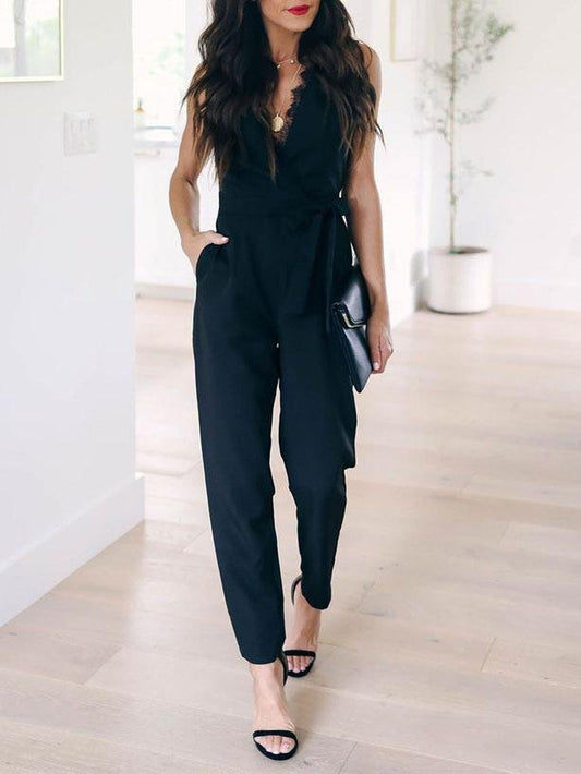 Lace Lace-up Pocket Women's Jumpsuit - Jumpsuit & Rompers - INS | Online Fashion Free Shipping Clothing, Dresses, Tops, Shoes - 08/07/2021 - 20-30 - Bottoms