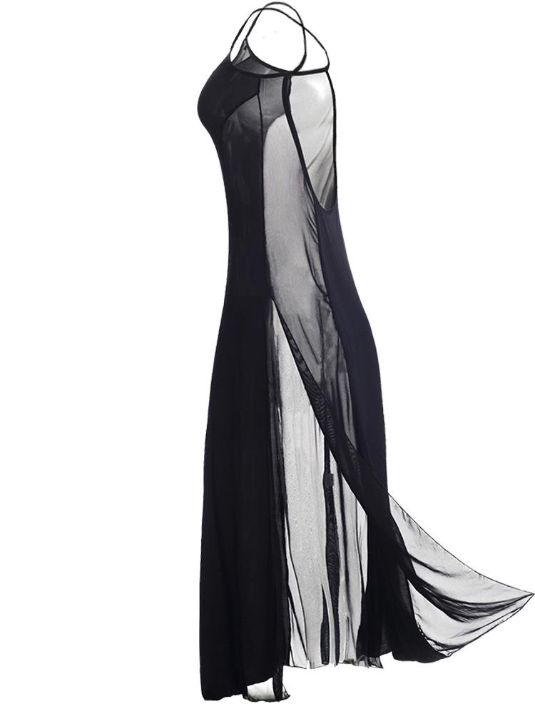 Lace Open-back Slit Suspender Nightdress - Lingerie - INS | Online Fashion Free Shipping Clothing, Dresses, Tops, Shoes - 07/06/2021 - Color_Black - LIN2106030003