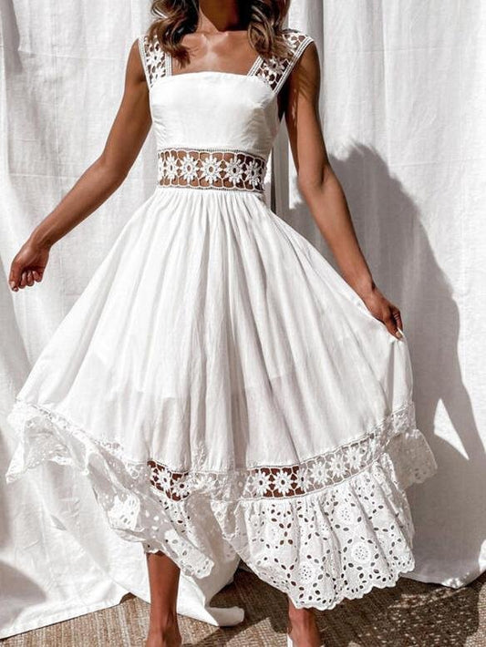 Lace Sleeveless Stitching Hollow Dress - Maxi Dresses - INS | Online Fashion Free Shipping Clothing, Dresses, Tops, Shoes - 05/19/2021 - Category_Maxi Dresses - DRE2105201017
