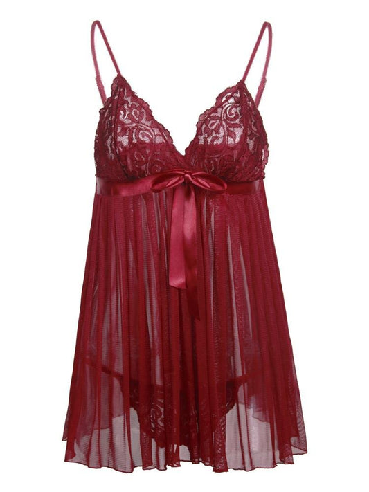 Lace Solid Color Suspender Nightdress - Lingerie - INS | Online Fashion Free Shipping Clothing, Dresses, Tops, Shoes - 07/06/2021 - Color_Red - LIN2106030009