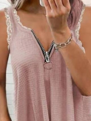 Lace Stitching Low-cut Solid Tank Top - Tank Tops - INS | Online Fashion Free Shipping Clothing, Dresses, Tops, Shoes - 16/06/2021 - 20-30 - color-black