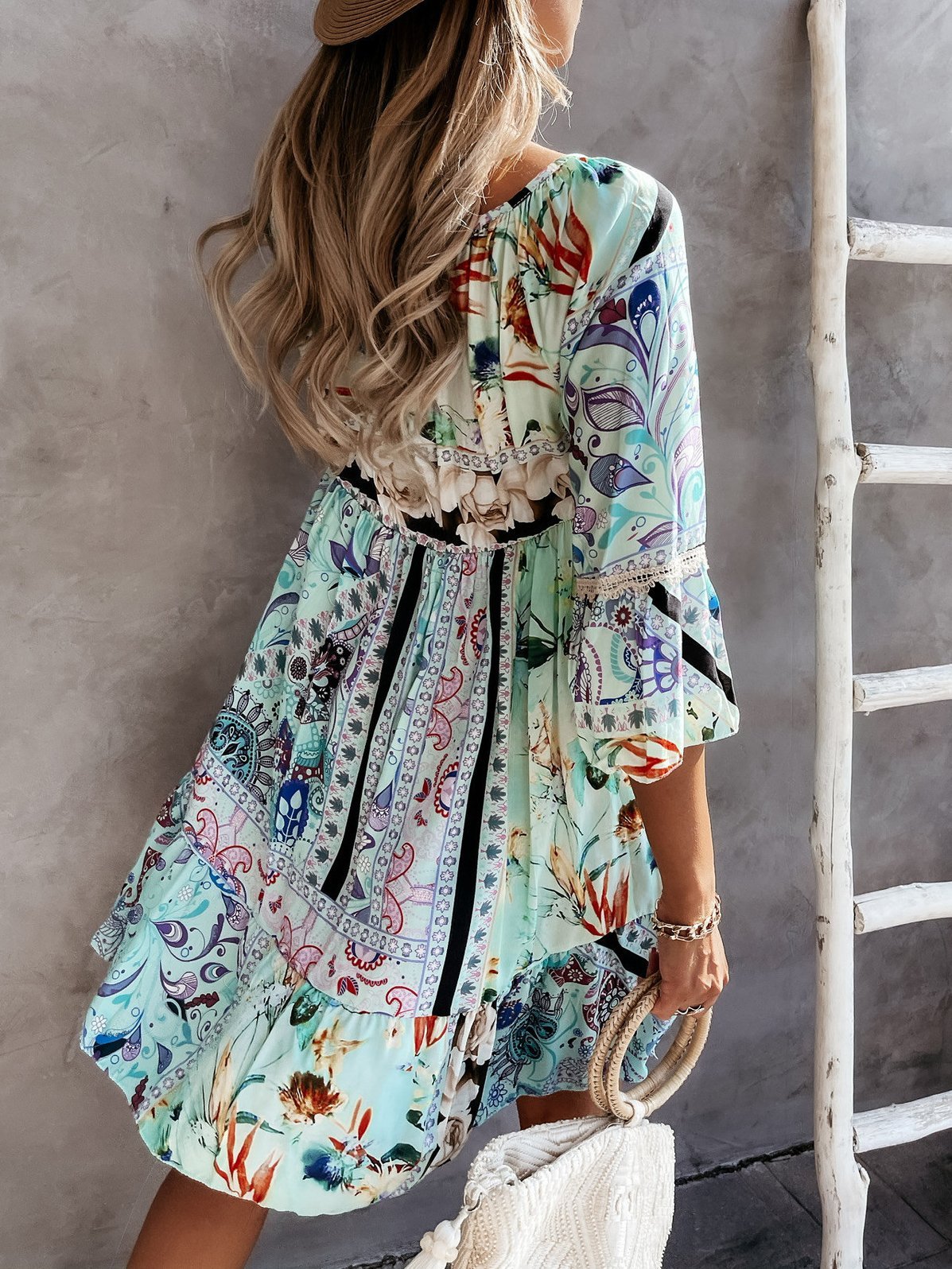 Lace Stitching Mini Dress - Mini Dresses - INS | Online Fashion Free Shipping Clothing, Dresses, Tops, Shoes - 08/06/2021 - Color_Apricot - Color_Green