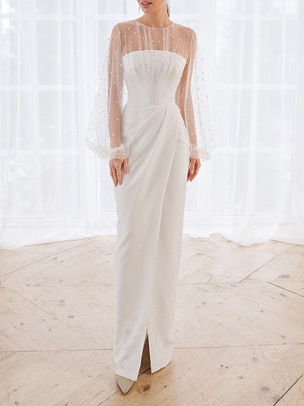 Lace Stitching Tube Top Mopping Dress - Maxi Dresses - INS | Online Fashion Free Shipping Clothing, Dresses, Tops, Shoes - 19/07/2021 - 40-50 - color-white