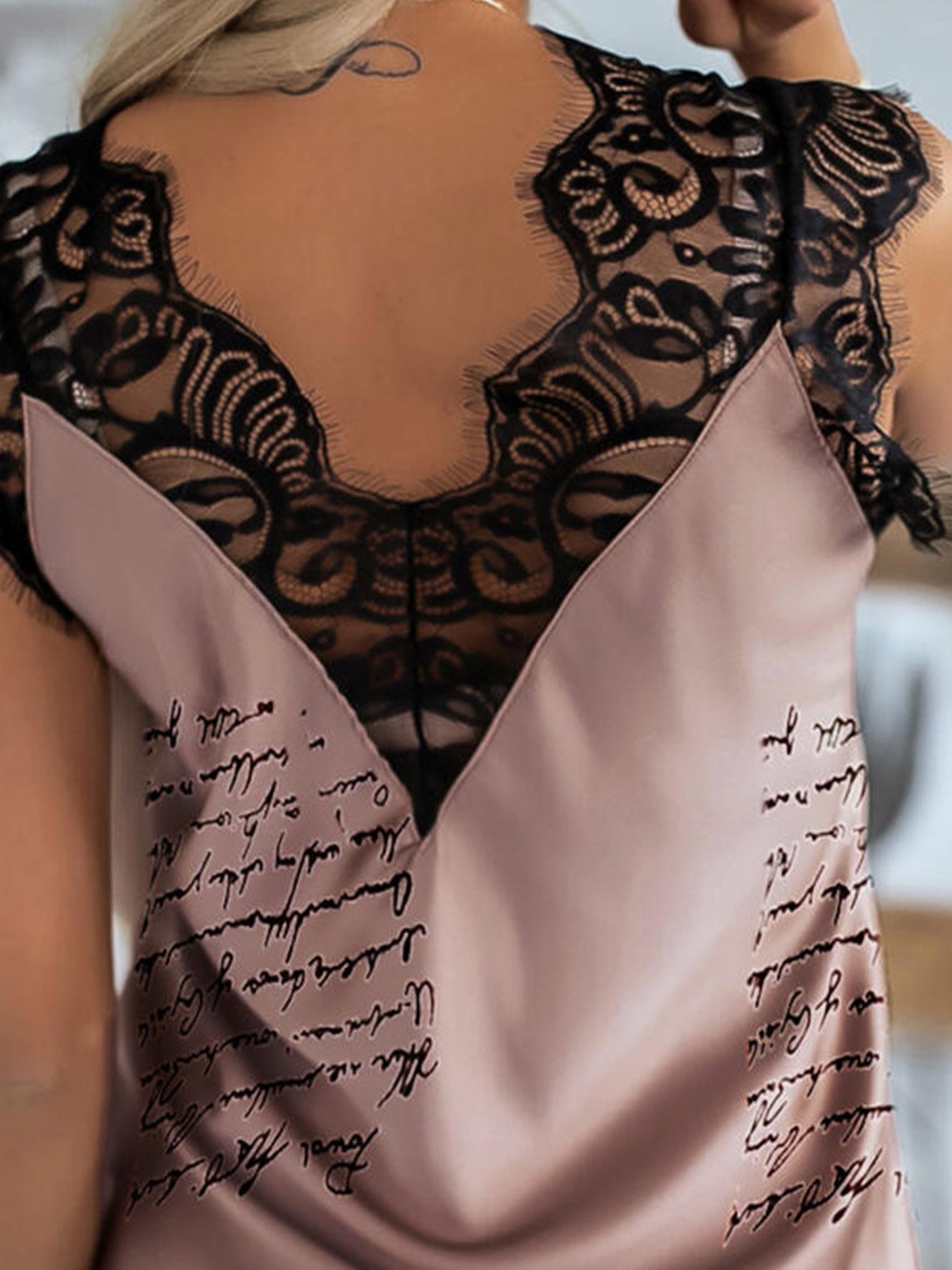 Lace Stitching V-Neck Printing Tank Tops - Tank Tops - INS | Online Fashion Free Shipping Clothing, Dresses, Tops, Shoes - 10-20 - 17/07/2021 - 2XL