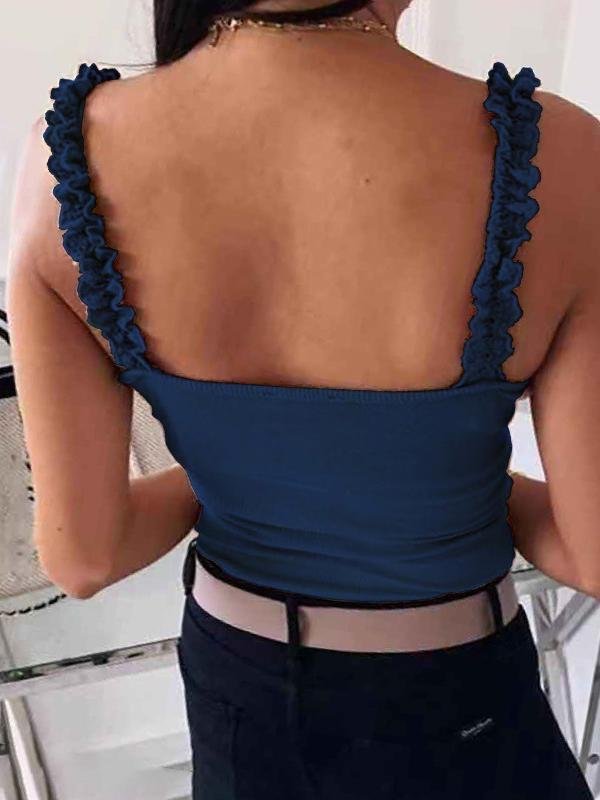 Lace Straps With Solid Buttons Tank Tops - Tank Tops - INS | Online Fashion Free Shipping Clothing, Dresses, Tops, Shoes - 10-20 - 25/06/2021 - Category_Tank Tops