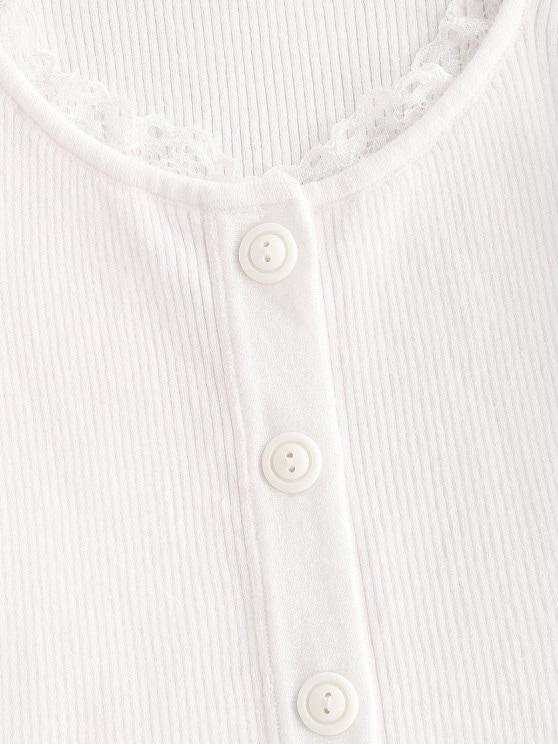 Lace Trim Frilled Ribbed Slim Knitwear - INS | Online Fashion Free Shipping Clothing, Dresses, Tops, Shoes