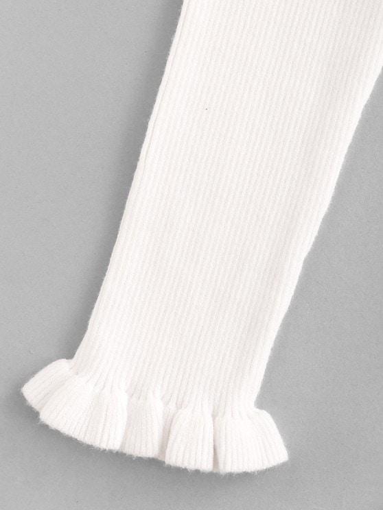 Lace Trim Frilled Ribbed Slim Knitwear - INS | Online Fashion Free Shipping Clothing, Dresses, Tops, Shoes