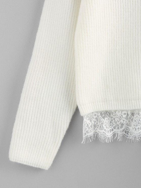 Lace Trim Raglan Sleeve Sweater - INS | Online Fashion Free Shipping Clothing, Dresses, Tops, Shoes