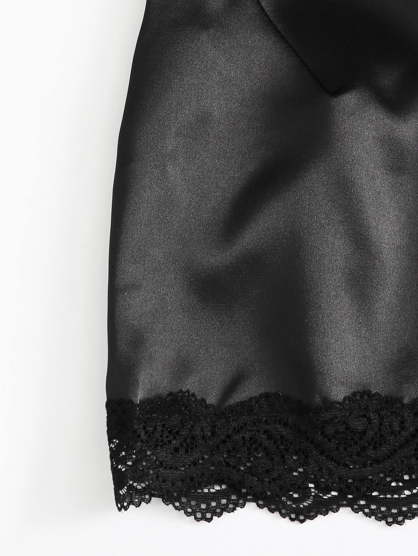 Lace Trim Satin Cami With Shorts - INS | Online Fashion Free Shipping Clothing, Dresses, Tops, Shoes