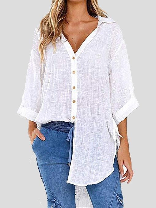 Lace-up 3/4 Flared Sleeve Dovetail Casual Shirt - Blouses - INS | Online Fashion Free Shipping Clothing, Dresses, Tops, Shoes - 10-20 - 22/07/2021 - BLO2107221244