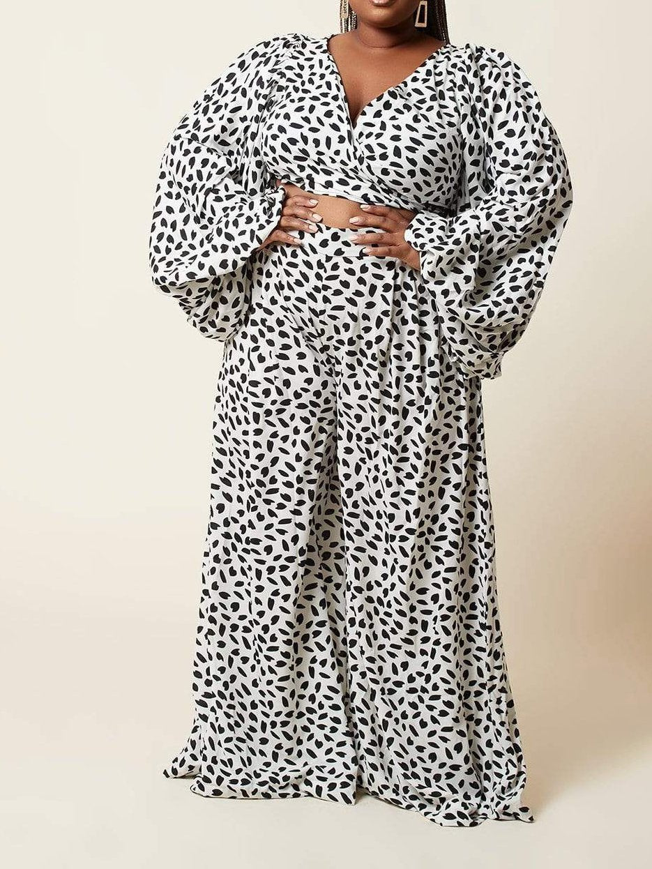 Lace-up Cardigan & Loose Wide-leg Pants Leopard Print Suit - Sets - INS | Online Fashion Free Shipping Clothing, Dresses, Tops, Shoes - 17/07/2021 - 30-40 - Bottoms