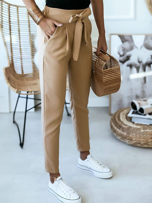 Lace-up Waist Solid Tight Casual Pants - Pants - INS | Online Fashion Free Shipping Clothing, Dresses, Tops, Shoes - 10-20 - 12/07/2021 - Bottoms