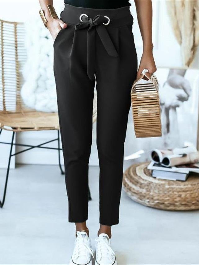 Lace-up Waist Solid Tight Casual Pants - Pants - INS | Online Fashion Free Shipping Clothing, Dresses, Tops, Shoes - 10-20 - 12/07/2021 - Bottoms