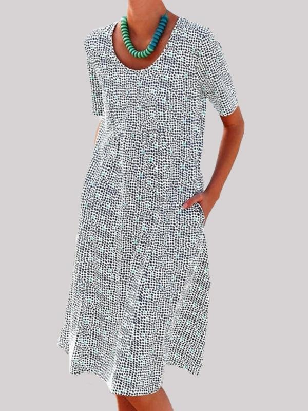 Ladies Floral Print Scoop Neck Mini Dresses - Mini Dresses - INS | Online Fashion Free Shipping Clothing, Dresses, Tops, Shoes - 02/06/2021 - Color_Green - Color_White