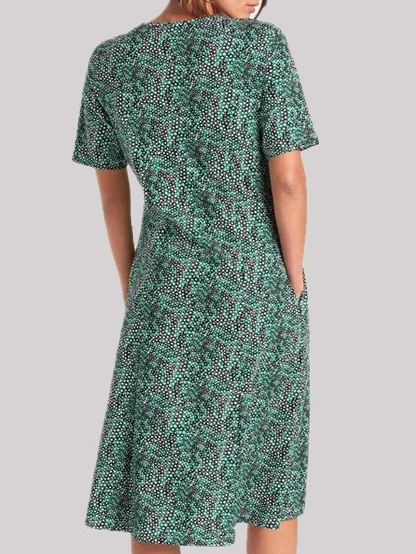 Ladies Floral Print Scoop Neck Mini Dresses - Mini Dresses - INS | Online Fashion Free Shipping Clothing, Dresses, Tops, Shoes - 02/06/2021 - Color_Green - Color_White