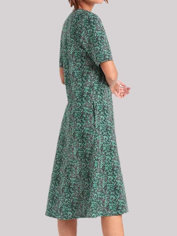 Ladies Floral Print Scoop Neck Mini Dresses - Mini Dresses - INS | Online Fashion Free Shipping Clothing, Dresses, Tops, Shoes - 02/06/2021 - Color_Green - Color_White