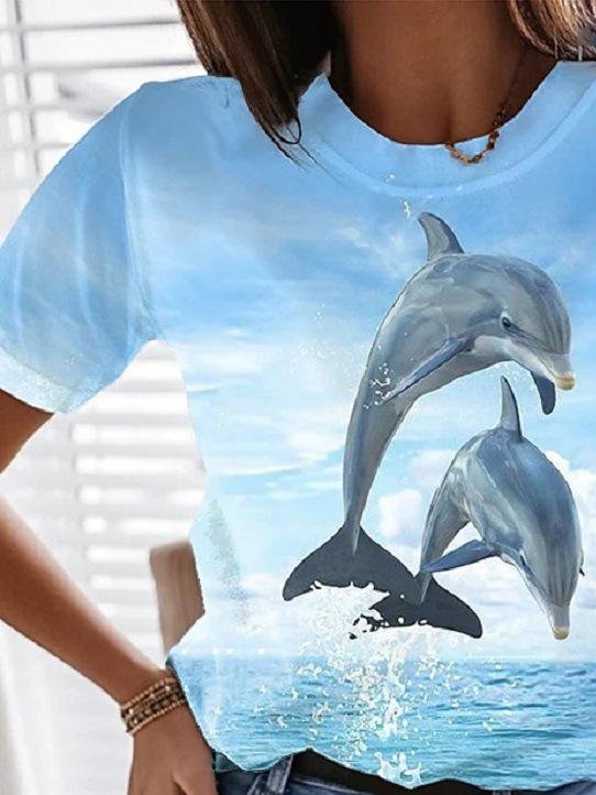 Landscape Floral Print Round Neck Short Sleeve T-Shirt - T-Shirts - INS | Online Fashion Free Shipping Clothing, Dresses, Tops, Shoes - 10-20 - 25/06/2021 - Category_T-Shirts