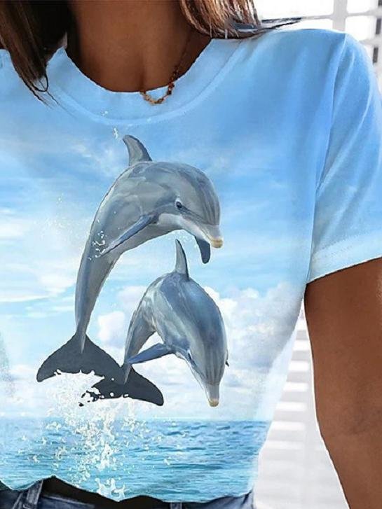 Landscape Floral Print Round Neck Short Sleeve T-Shirt - T-Shirts - INS | Online Fashion Free Shipping Clothing, Dresses, Tops, Shoes - 10-20 - 25/06/2021 - Category_T-Shirts