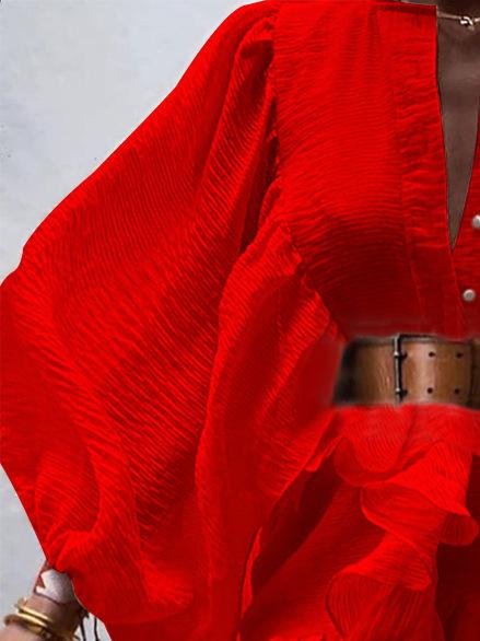 Lantern Sleeve Ruffled Waist Slimming Dress - Mini Dresses - INS | Online Fashion Free Shipping Clothing, Dresses, Tops, Shoes - 17/06/2021 - 30-40 - color-apricot