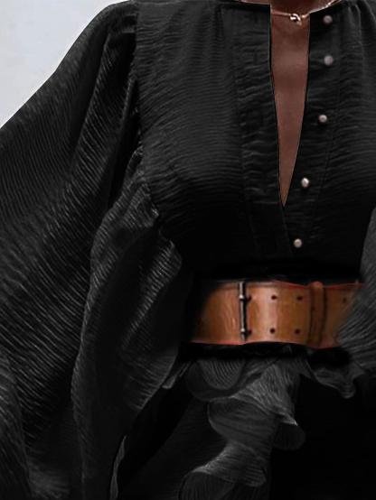 Lantern Sleeve Ruffled Waist Slimming Dress - Mini Dresses - INS | Online Fashion Free Shipping Clothing, Dresses, Tops, Shoes - 17/06/2021 - 30-40 - color-apricot