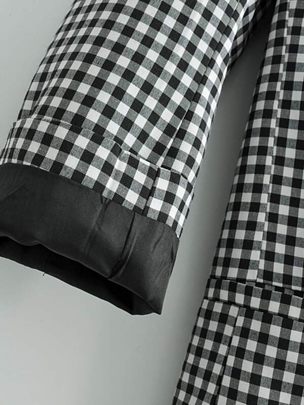 Lapel Collar Double Breasted Gingham Blazer - INS | Online Fashion Free Shipping Clothing, Dresses, Tops, Shoes