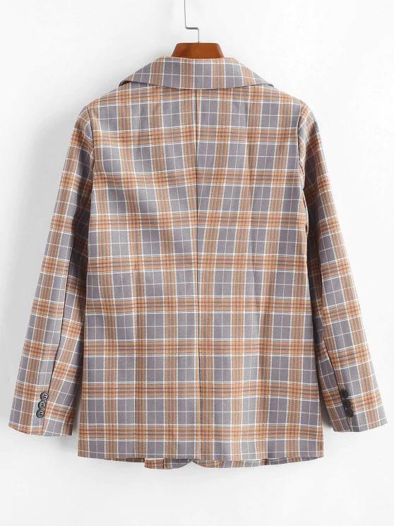 Lapel Flap Detail Plaid Blazer - INS | Online Fashion Free Shipping Clothing, Dresses, Tops, Shoes
