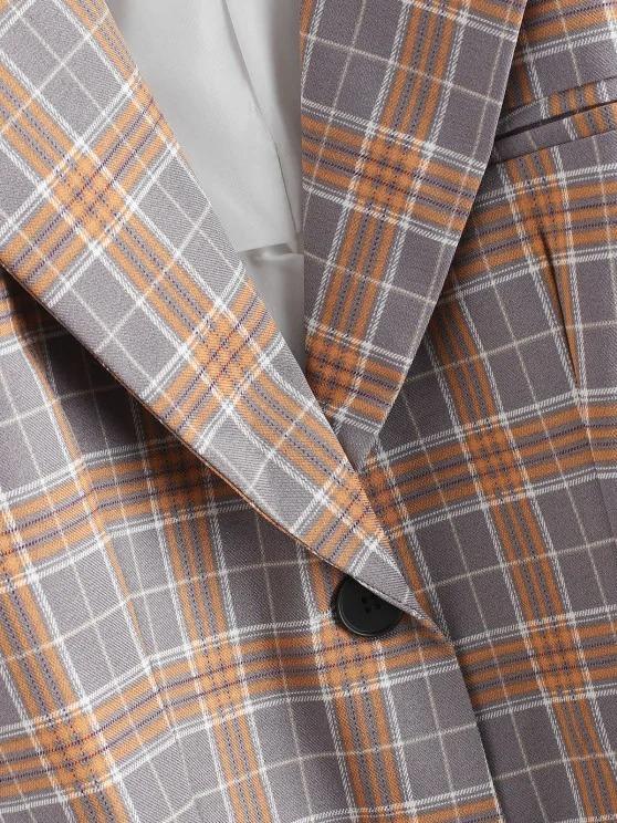 Lapel Flap Detail Plaid Blazer - INS | Online Fashion Free Shipping Clothing, Dresses, Tops, Shoes