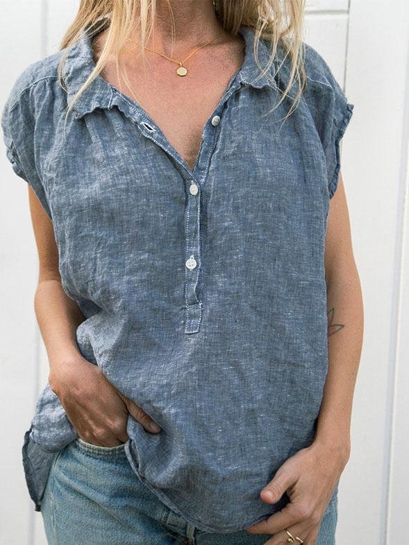 Lapel Sleeveless Loose And Simple Blouses - Blouses - INS | Online Fashion Free Shipping Clothing, Dresses, Tops, Shoes - 17/07/2021 - 20-30 - BLO2107171199